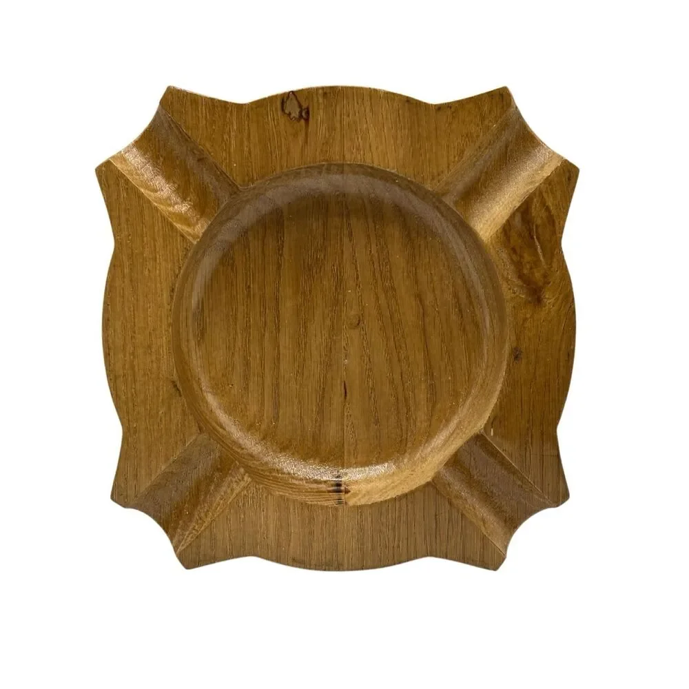Vintage Mid Century‎ Modern Solid Wood Ashtray Carved Cigarette Cigar Holder